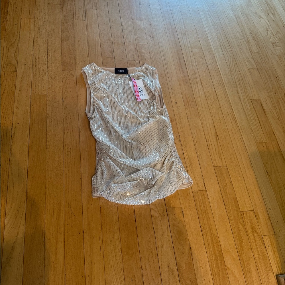 Silver Sequin Sleeveless Top